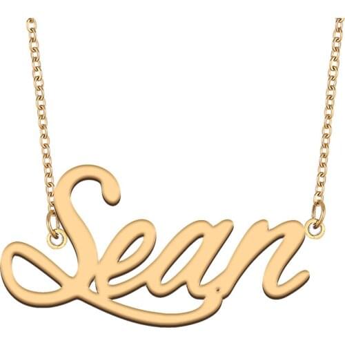 Sean Name Necklace for Women Stainless Steel Jewelry 18k Gold Plated Nameplate Pendant Femme Mother Girlfriend Gift