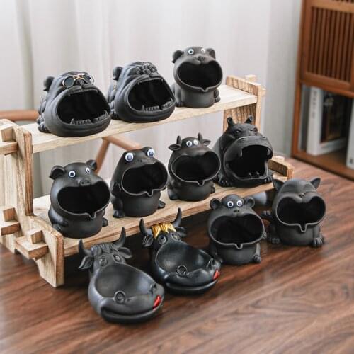 Cartoon Dog Cat Ashtray Creative Anti Fly Ash Household Large Capacity Cute Animal Ashtray Home Decoration Gift For Boyfriend