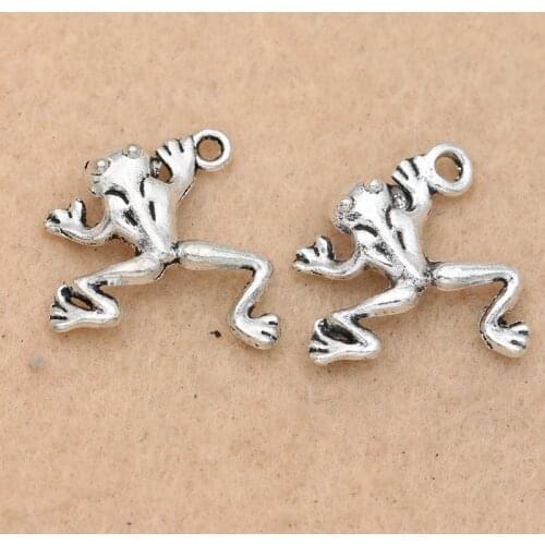 10pcs Antique Silver Plated Frog Animal Charm Pendant fit Bracelet Necklace Jewelry DIY Making Accessories 18x17mm