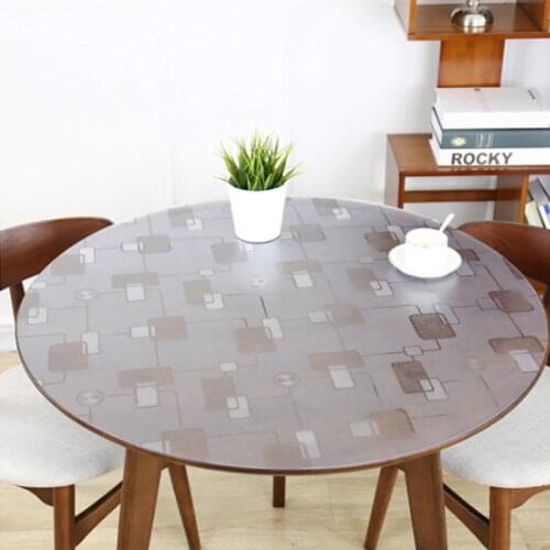HAZY 1.5mm PVC Transparent Tablecloth Waterproof Round Table Cloth Oil Table Cover Kitchen Pattern Protect the Desktop