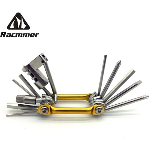 Racmmer 11 in 1 Cr-Mo Metallic Bike Bicycle Multi-Function Mini Pocket Repair Tool Tools Ferramentas Set Kit 6 Hex Opener #PJ-01