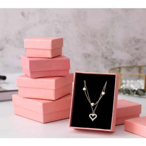 1Pc Pink Jewelry Boxes Storage Display Carrying Box for Necklaces Bracelets Earrings Square Handmade Jewellry Packaging Gift Box