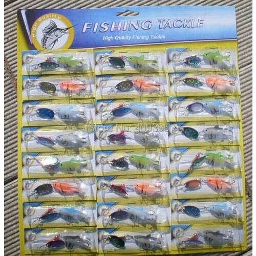 24pcs 5g-7g Fishing spinner with soft fishing lure Metal fishing lure mixed sizes and colors Free shipping