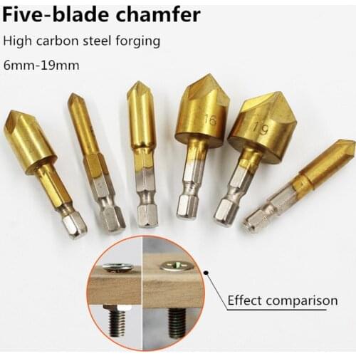 3pcs/6pcs countersunk chamfer drill bits high speed steel titanium-plated hexagonal shank woodworking drill bits