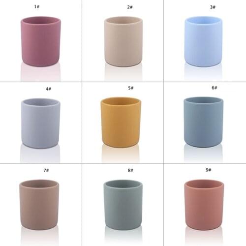 T5EC Baby Learning Drinking Cup BPA-free Heat-Resistant Silicone Water Mug Infant Feeding Drinkware