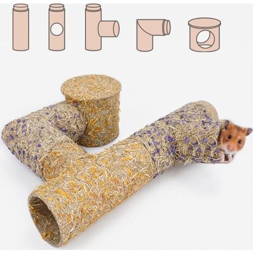 Hamster Tunnel Natural Grass Powder Pipe Dwarf Golden Silk Bear DIY Pipe Nest Combination Channel Toy Articles