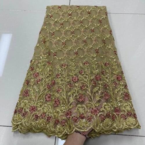 Nigerian Mesh Net Lace Fabric African Sequins Lace Fabric High Quality French Mesh Tulle Lace Fabric with Sequins JYN295
