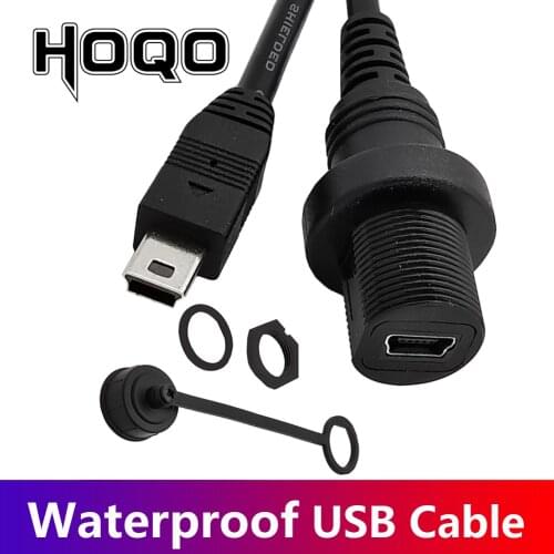 30cm Mini USB 2.0 IP67 Waterproof Cable,Mini-USB 5pin IP 67 Male to Female Panel Mount Water Proof Connector Extension cord
