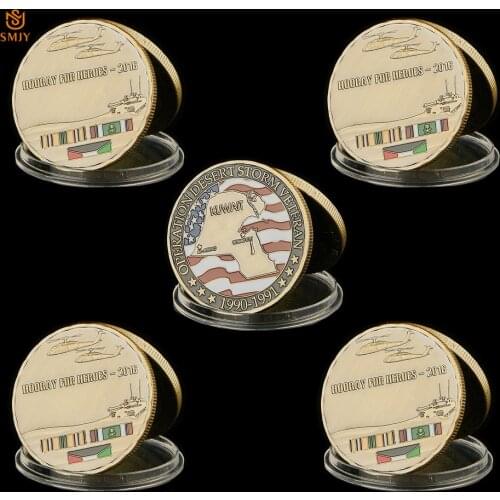 1990-1991 U.S. Military Anniversary Coin Kuwait War Operation Desert Storm Veteran Metal Medal Challenges Coin Collectible Value