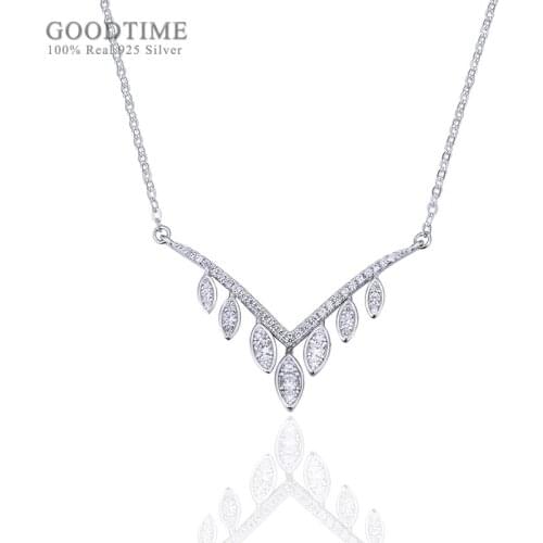 Fashion Women Pure 925 Sterling Silver Clavicle Necklace Pendant Shine Zircon Chain Necklaces Girl Chain Jewelry Accessory