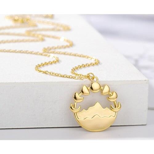Womens Fashion Accessories Moon & Mountain Necklaces Vintage Jewelry Stainless Steel Long Chain Sun Lunar Eclipse Necklace