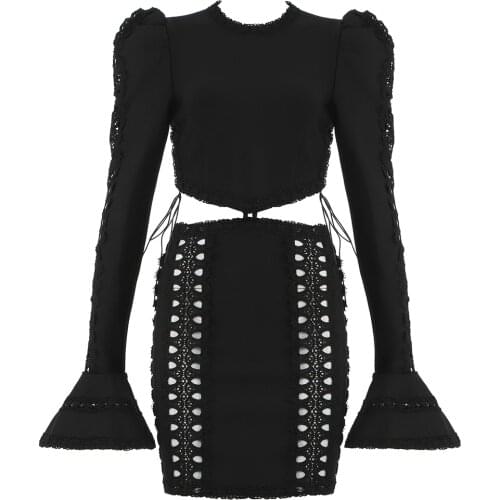 2021 New Bandage Dress Women Bodycon Mini Party Dresses Summer Hollow Out Black White Ladies Clothes Bodycon Dresses