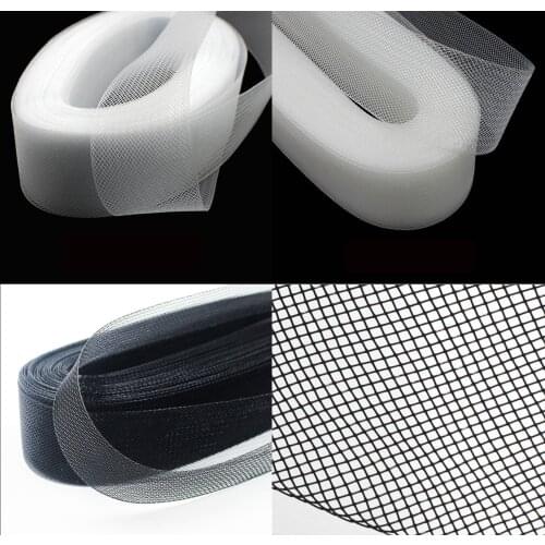 1-16cm Flat Plain Hard Stiff Rigid Crins Horsehair Braid For Making Dress And Hat multiple Colour Mesh Fabric Sewing Accessories