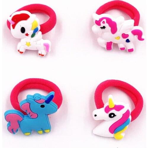 1Pcs Cute Cartoon Animal Unicorn Horse Elastic Hair Bands Girls Hair rope Children Hair Accessories Rubber Hair Band Kids Gift