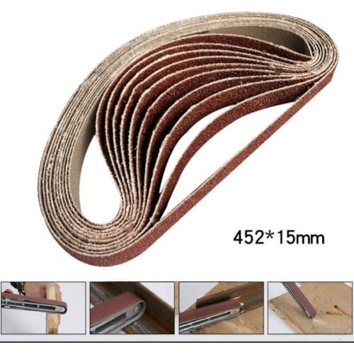 10pcs 15x452mm Sanding Belt 60-600 Grit Paper Grinding and Polishing Replacement for M10/M14 Polishing Machine Abrasive Tools