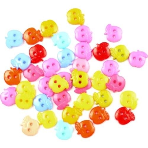 100Pcs Mixed Acrylic Apple Shape Apparel Sewing Buttons For Kids Clothes Scrapbooking Decorative Handicraft DIY Accessories