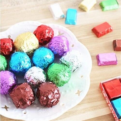 100pcs/lot High Quality Sweets Candy Package Foil Paper Chocolate Lolly Foil Wrappers Square New Arrival New Brand
