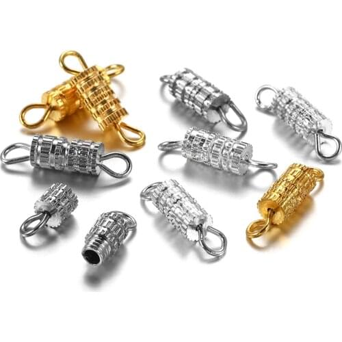 30Pcs/Lot 3.8mm Brass Column Screw Clasps Barrel Clasps Necklace Connectors For DIY Jewelry Making Findings Accessories Supplies