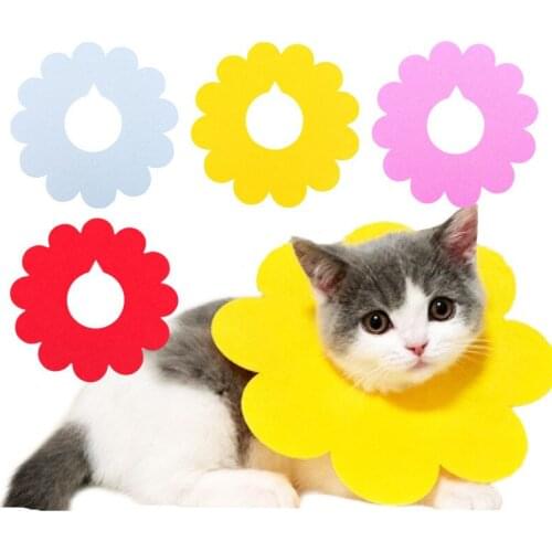 5pcs New Cat Elizabeth Ring Pet Anti-bite Anti-smashing Sun Flower Saliva Towel Felt Cloth Cat Collar Pet Supplies Puppy Collar