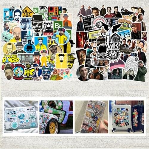 50PCS Famous American Beaking Bad&Supernatural Cool Stickers For Laptop Motorcycle Skateboard Suitcase Waterproof Stickers