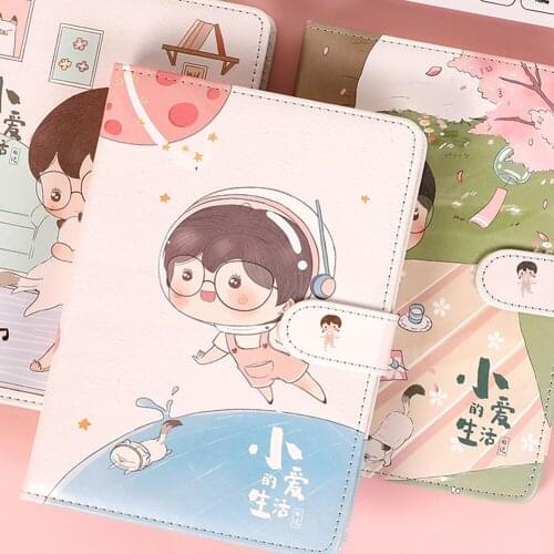 Students Creative Magnetic Buckle Notebook 112 Sheets Cute Cartoon Patterns Diary Sketchbooks Students School Office Stationery