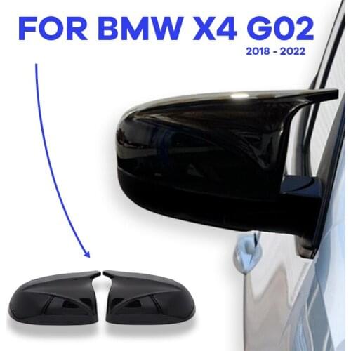 Side 2pcs Bright Glossy Black Rearview Mirror cover Caps Replacement M style For BMW X4 G02 2018 - 2022