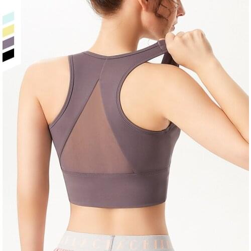Women Sports Bra Mesh Breathable Athletic Underwear High Support Push Up Gym Workout Fitness Yoga Underwear