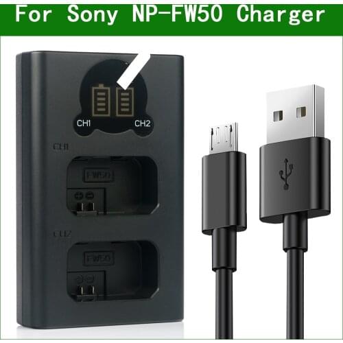 NP-FW50 NP FW50 Dual USB Battery Charger For Sony A6300 A6500 A5000 A5100 A7SII NEX 6 5R 5T 5N 3N C3 C5 F3