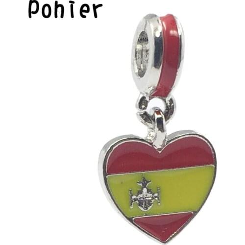 Spain Flag ,Red & Yellow Enamel Pendant European Beads Fit Charms Bracelets&Bangle DIY Jewelry