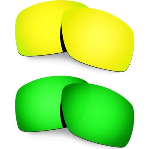 HKUCO For Big Taco Sunglasses Replacement Polarized Lenses 2 Pairs - Gold & Green