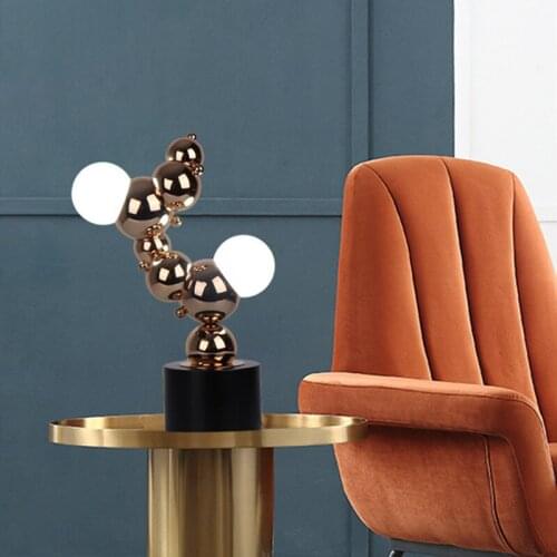 Art Italy Designer Bedroom Bedside Studio Parlor Bar Decoration Table Lighting Nordic Style Stainless Steel Ball Led Table Lamp