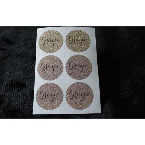 3.8cm Grazie Rose gold glitter classic round sticker