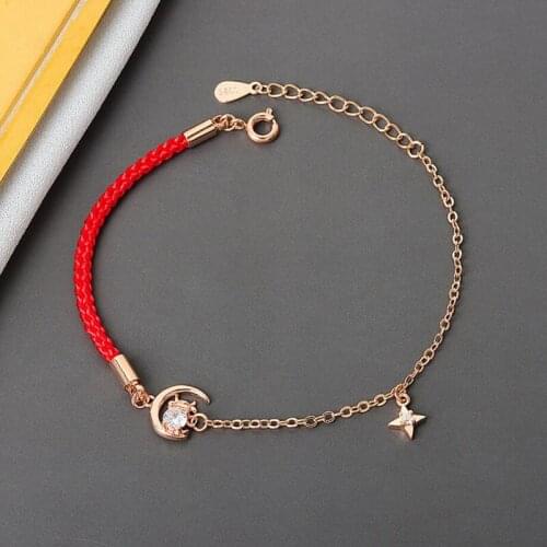 KOFSAC New Cute Zircon Zodiac Cartoon Cow Red Rope Bracelets For Women Jewelry 925 Sterling Silver Rose gold Bracelet 2021 Gifts