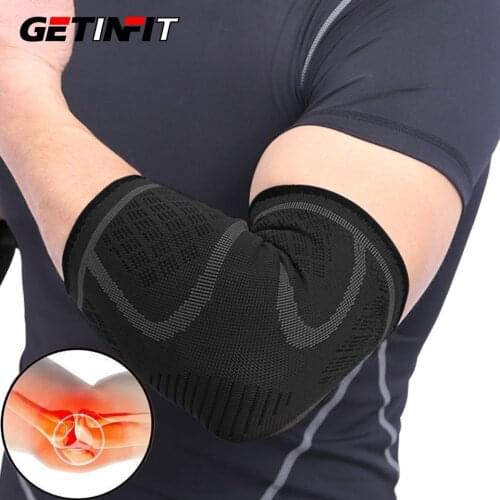 Getinfit 1PCS Elbow Compression Sleeve Support for Tendonitis,Arthritis,Golf,Basketball,Sport,Joint Pain Relief,Injury Recovery