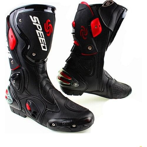 Microfiber Leather Motorcycle boots Mens SPEED Racing dirt bike Boots Knee-high Motocross Boots Riding Motorboats