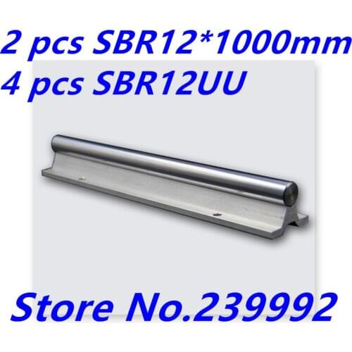 2pcs SBR12 1000mm linear guide + 4pcs SBR12UU block for cnc parts