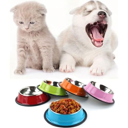 Pet Bowl Color Stainless Steel Cat and Dog Bowl Dog Food Bowl Anti-Dumping Large Dog Small And Medium-Sized Dog Water Basin