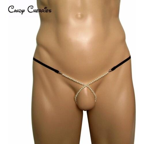 Candy Cherries 3Color Pearls Thong Men Sissy Panties Open String Bikini Boy Underwear Sexy Cockring Penis Cuecas Jockstrap Tanga