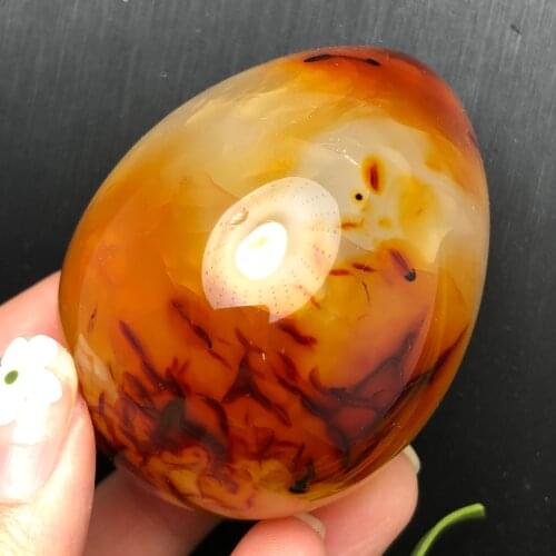 Natural orange and red agate polished crystal opal stone treatment stone massager