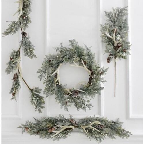 Nordic artificial garland christmas tree decorations rattan ornaments xmas navidad 2019 door hanging decoration wedding kitchen