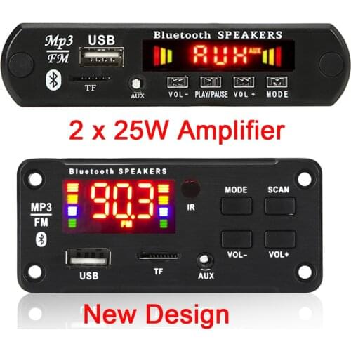 NEW 2*25W Amplifier Car Audio USB TF FM Radio Module Wireless Bluetooth 5.0 MP3 WMA Player Decoder Board Support with Remote