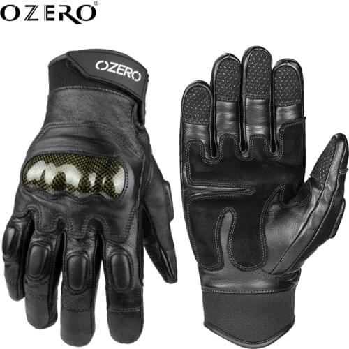 OZERO Men Motorcycle Gloves Genuine New Arrival Cowhide Leather Motocross Motorbike Biker Racing Car Riding Moto Gloves 1021