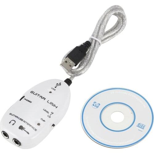 Guitar to USB Interface Link Cable Adapter Audio Connector Recorder for PC/Computer