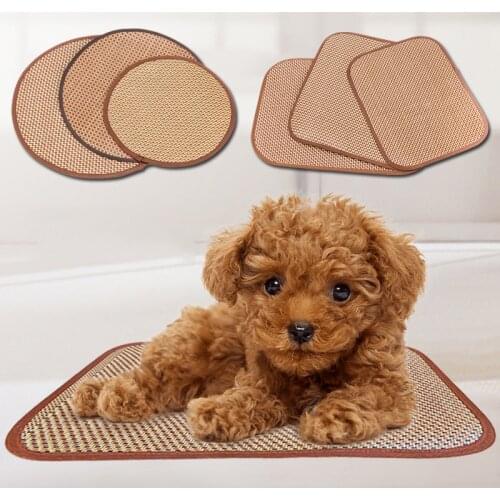 Pet Grass And Rattan Woven Summer Cooling Mats Pet Woven Breathable Cool Pads For Small And Medium Dogs And Cats