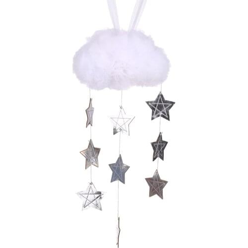 Baby Nursery Ceiling Mobile Decoration Mesh Cloud and Stars Hanging Decor Baby Kids Tent Room Decor Accessory Wall Hanging