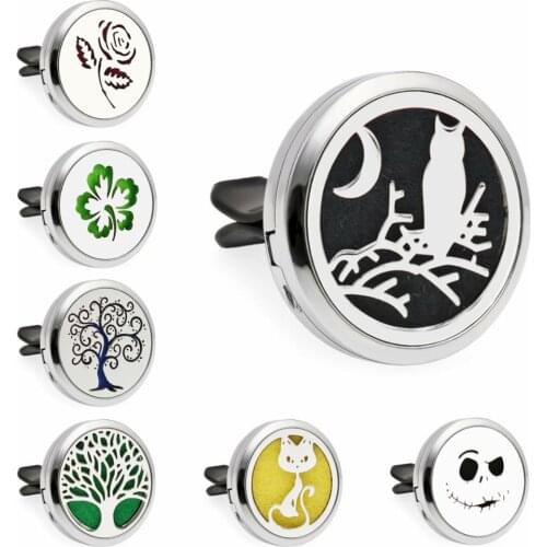 Ghost Owl on tree Cat 30mm magnetic Car Diffuser Vent Clip Car Perfume Locket (Free 10Pads)