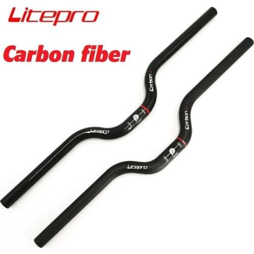 Litepro 25.4mm 580mm Carbon Fiber Handlebar For Brompton BAY412 Folding Bike Swallow-shaped Handlebar Glossy - Matte Black