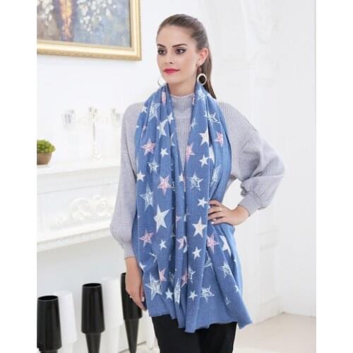 Russian hot style cashmere star printing women winter autumn warm scarf shawls soft wraps hijab foulard bandana LL1709165