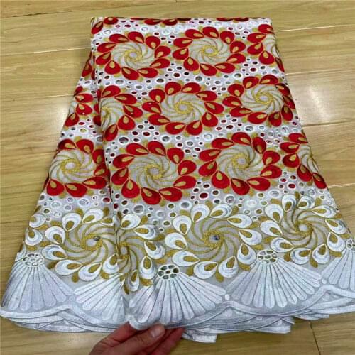 5 yard Swiss lace fabric 2021 latest heavy beaded embroidery African 100% cotton fabrics Swiss voile lace popular Dubai style 3L