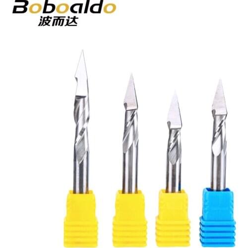 1pc 6mm 2 Flute Spiral Pyramid engraving bits for wood CNC router bit Carving knife Degree 30 for 2D 3D sculpture